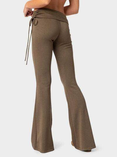 Drawstring Ruched Flare Pants for Women in Multiple Sizes