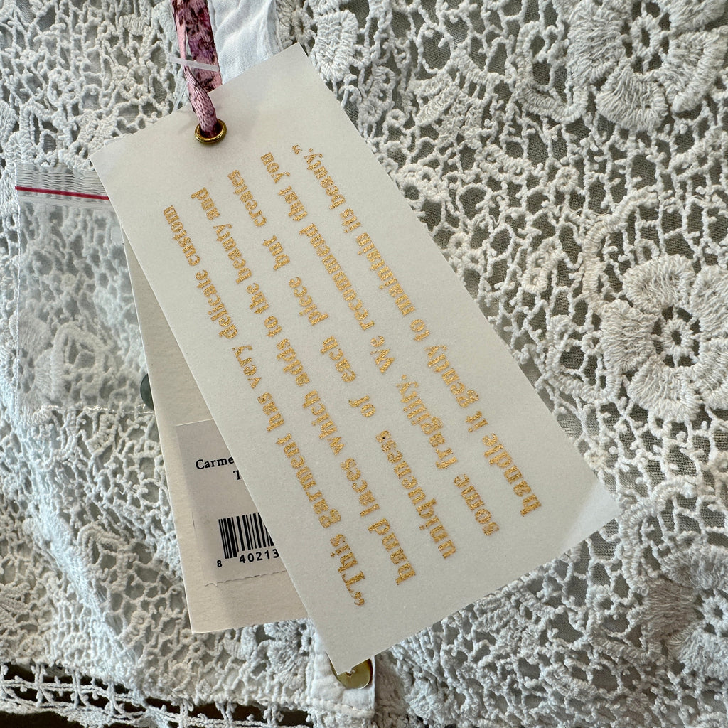 LoveShackFancy Carmeline Cropped Top in True white floral lace brand new