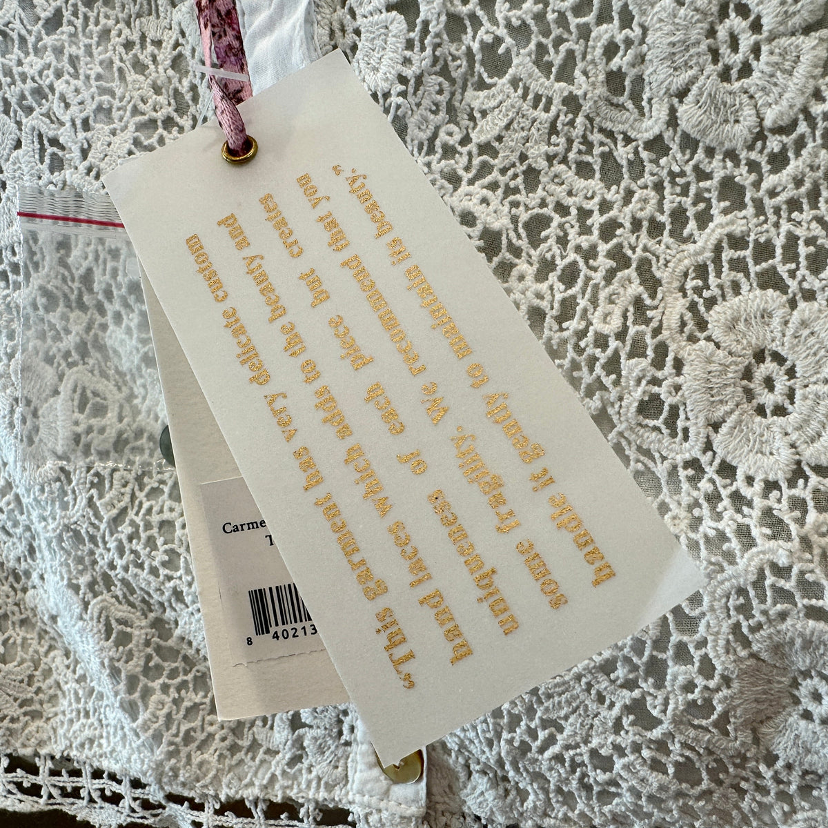 LoveShackFancy Carmeline Cropped Top in True white floral lace brand new