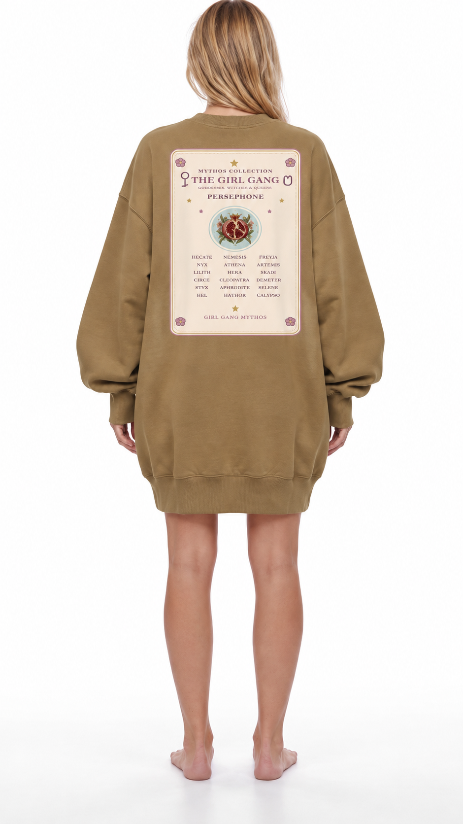 Girl Gang The Goddess In You Mythos Collection Women's Vintage Wash Pullover Dress oversized Tshirt Sweater Dress