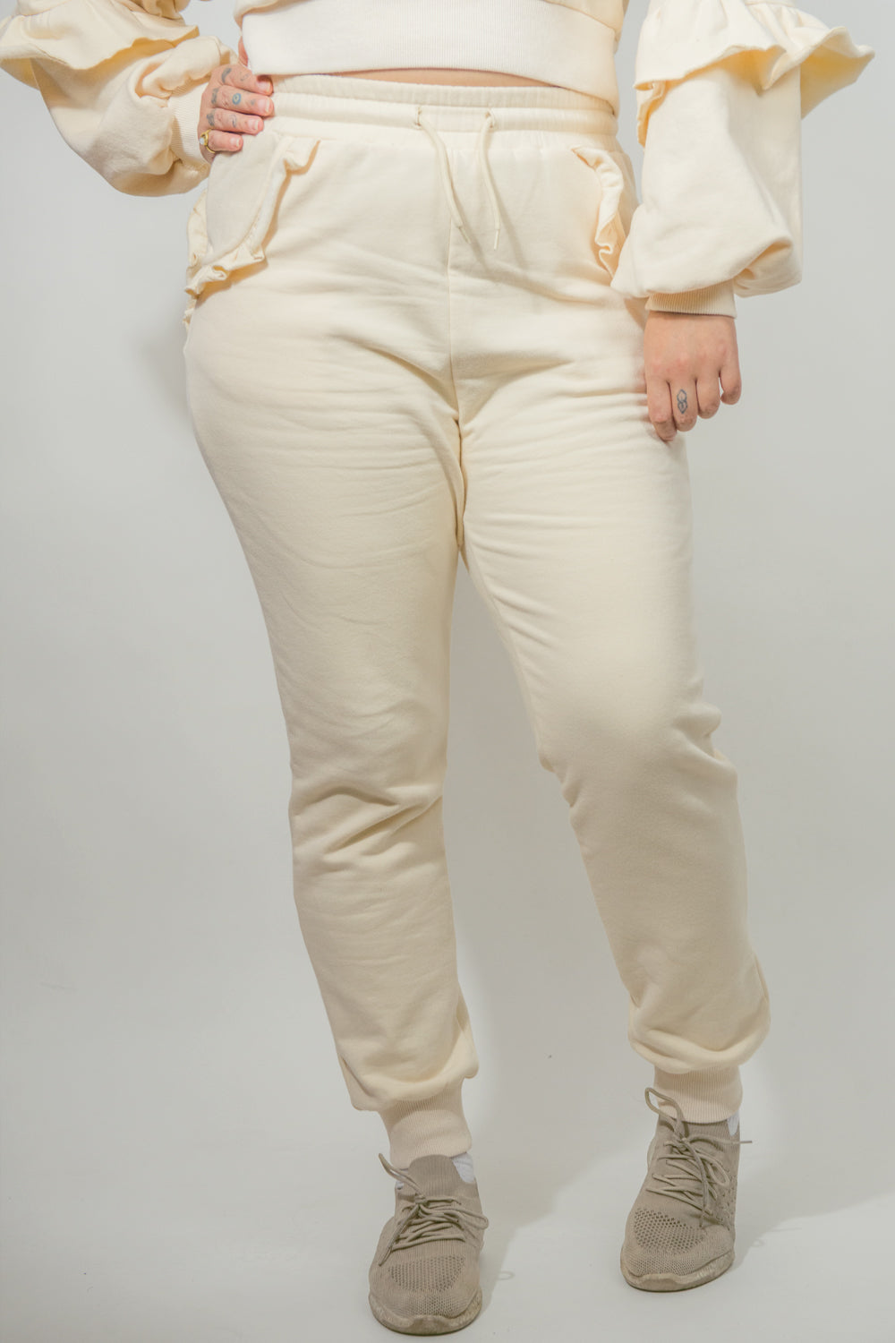 Cream Heart Pocket Joggers