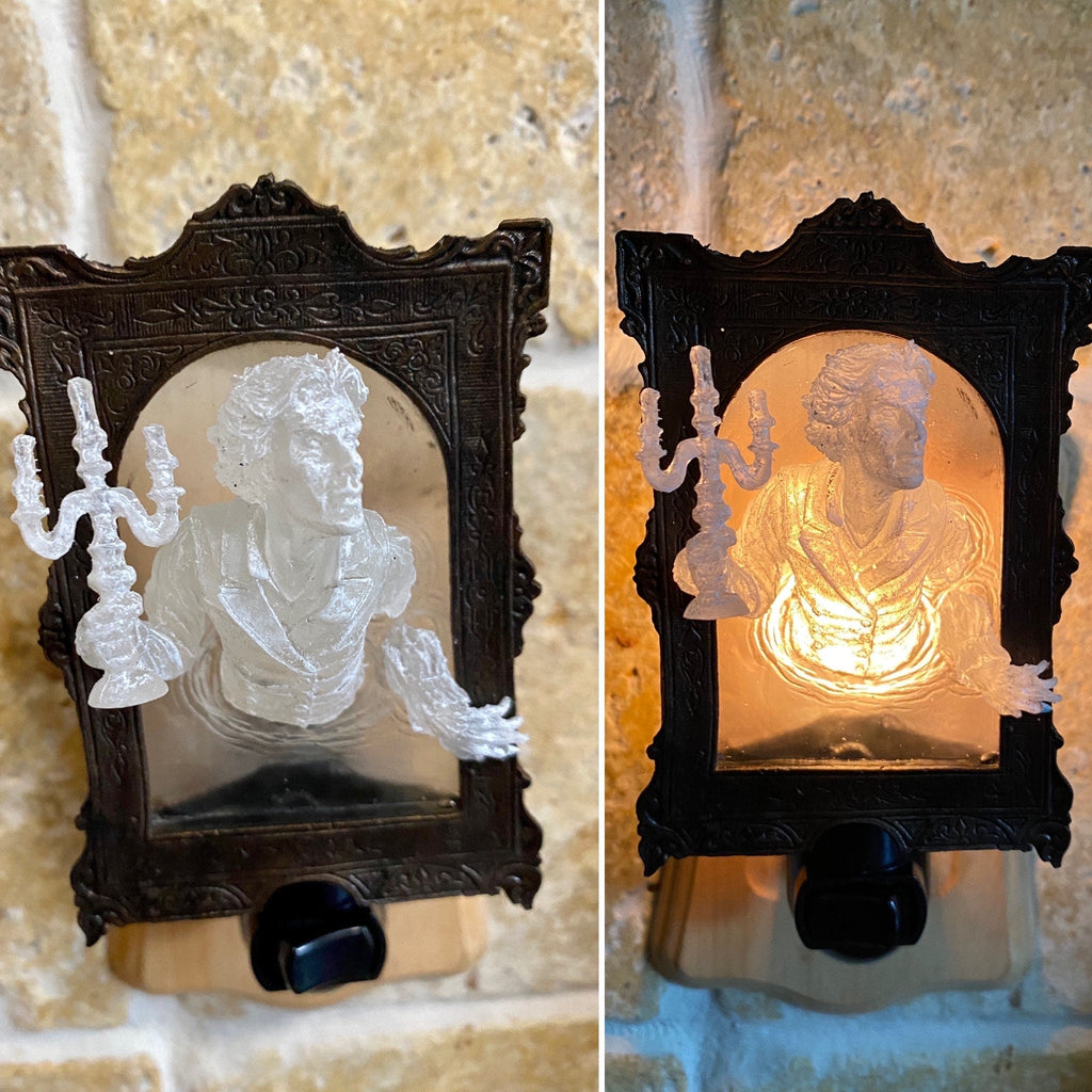 Gentleman Ghost in the Mirror Nightlight, Resin Sculpture | Victorian Gothic Night Light |  Ghost Lighting for Gothic Spooky Home Decor