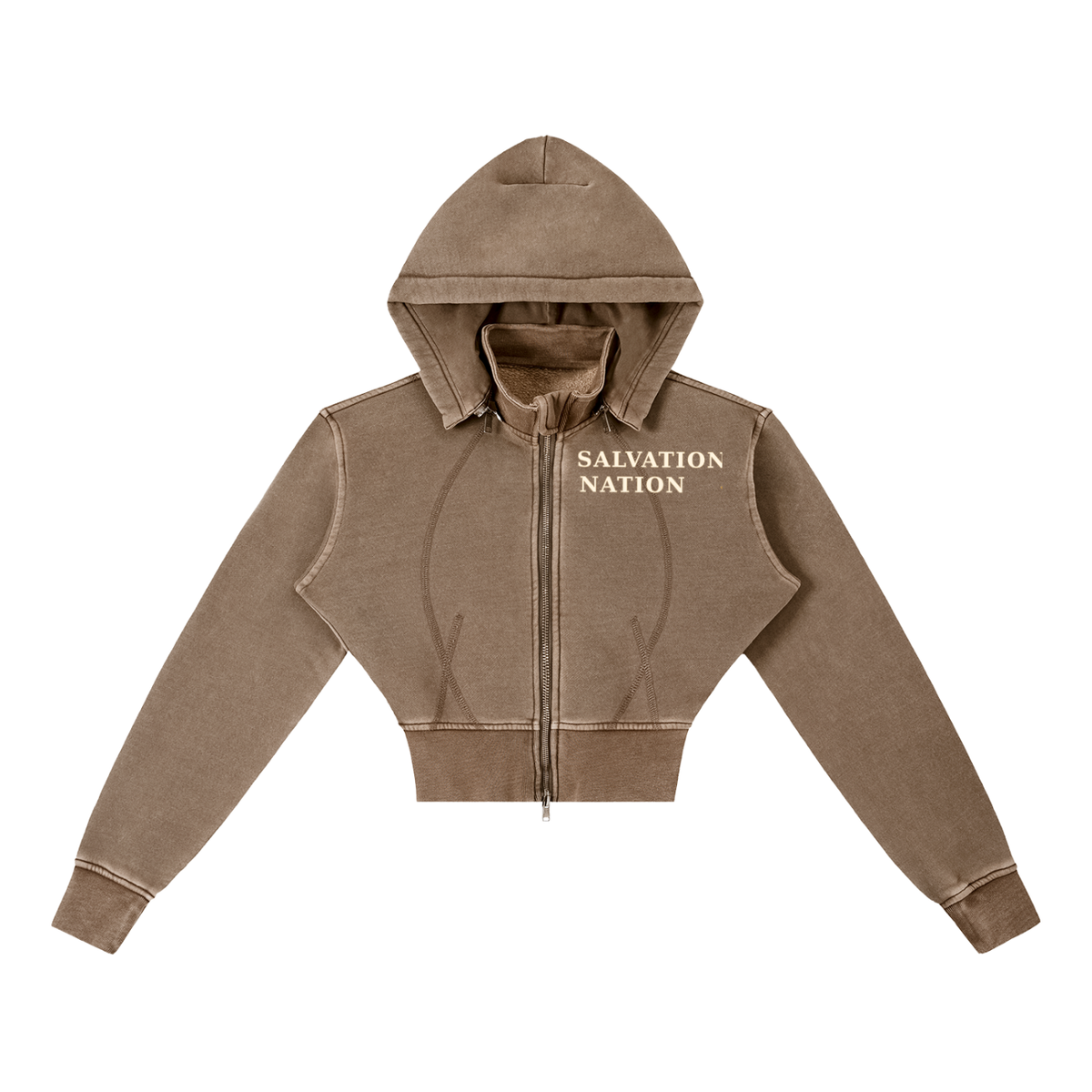 Vintage Washed Cropped Fleece Hoodie