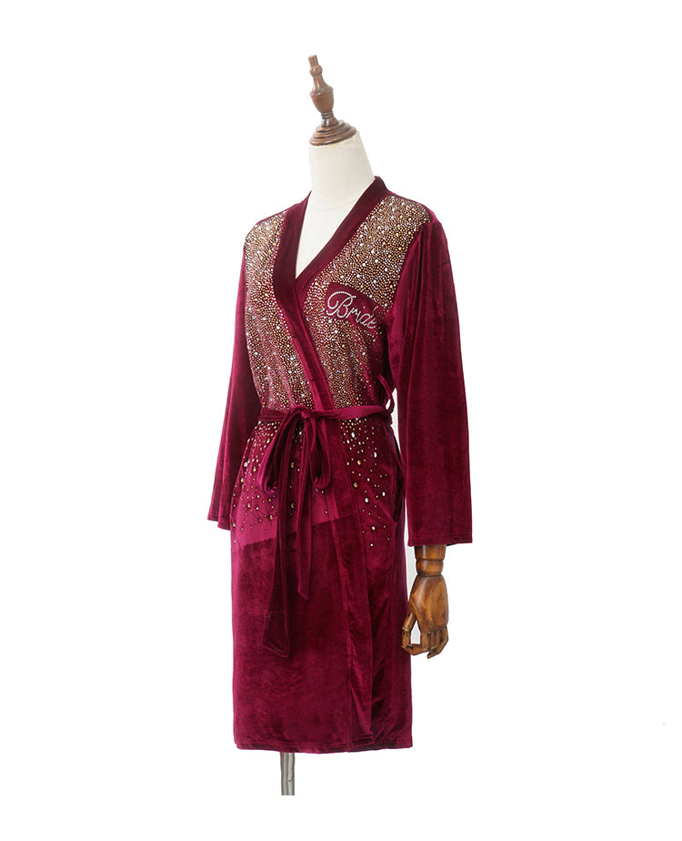 Luxurious Rhinestone Satin Custom Bridal and Bridesmaid Robe – Sparkling Elegance for Weddings