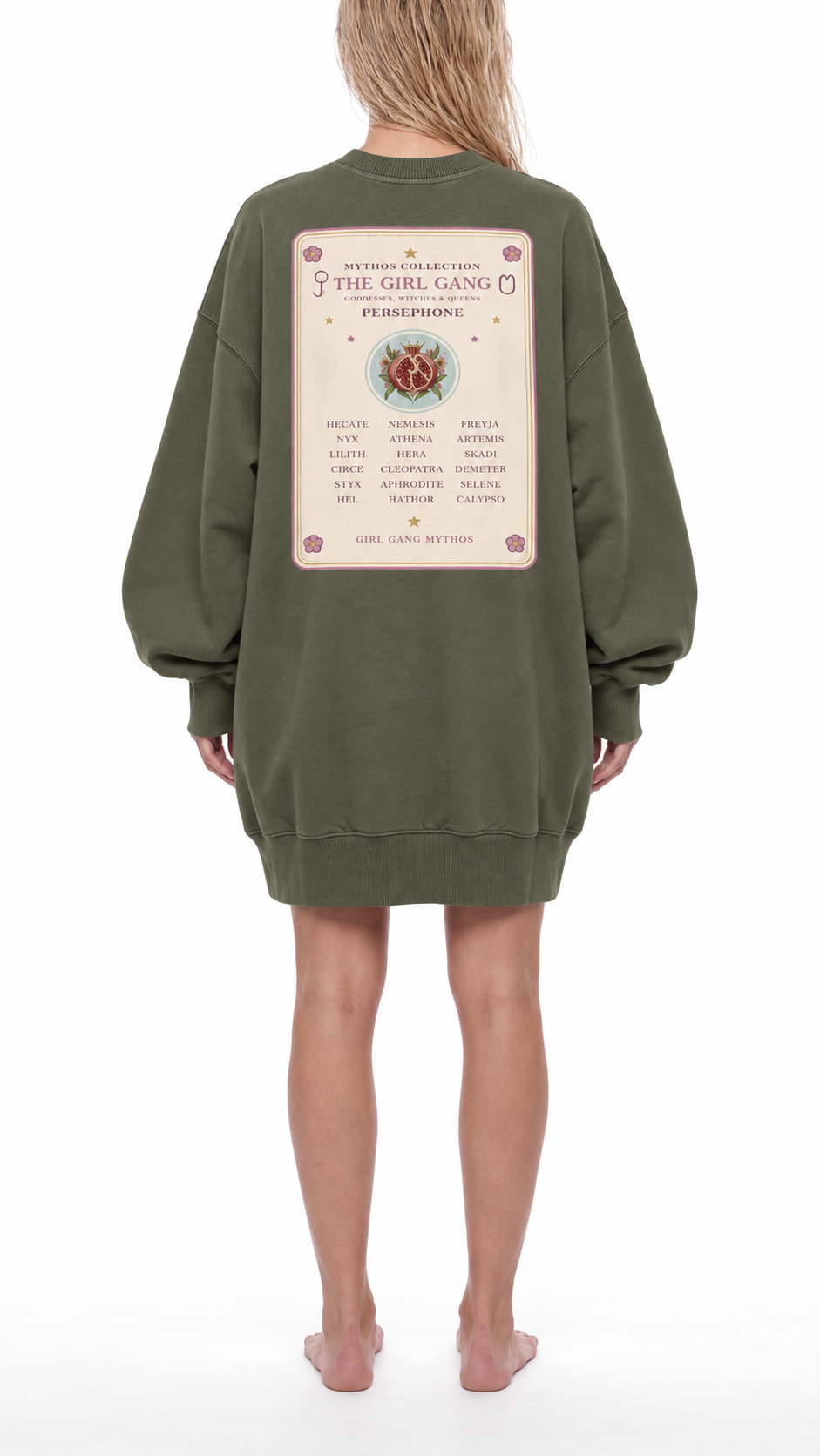 Girl Gang The Goddess In You Mythos Collection Women's Vintage Wash Pullover Dress oversized Tshirt Sweater Dress