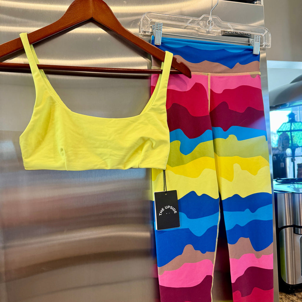 The Upside SET Astro Rory Bra and Printed Leggings in Multicolor / Citrus