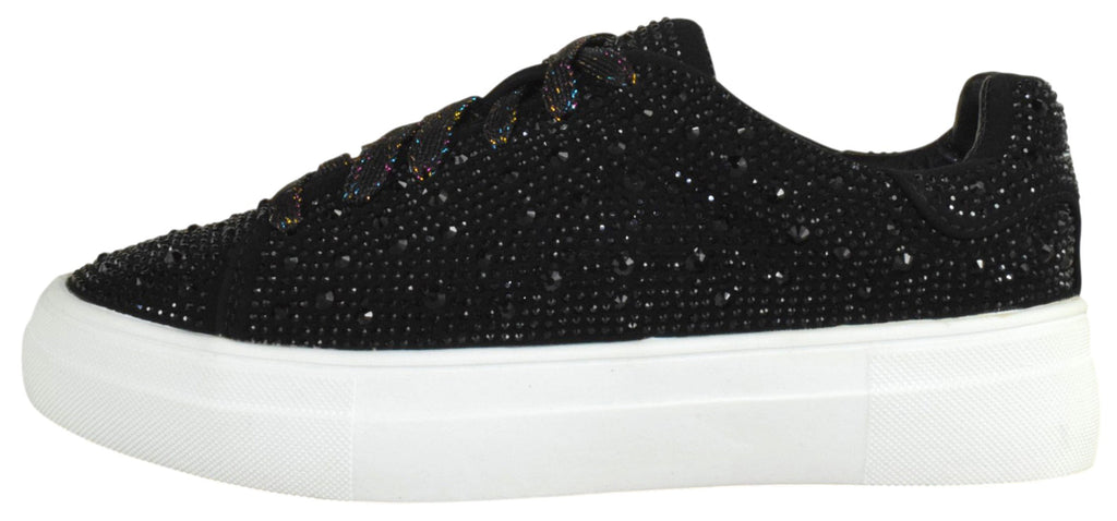 Black La Sheelah Rhinestone Platform Sneakers