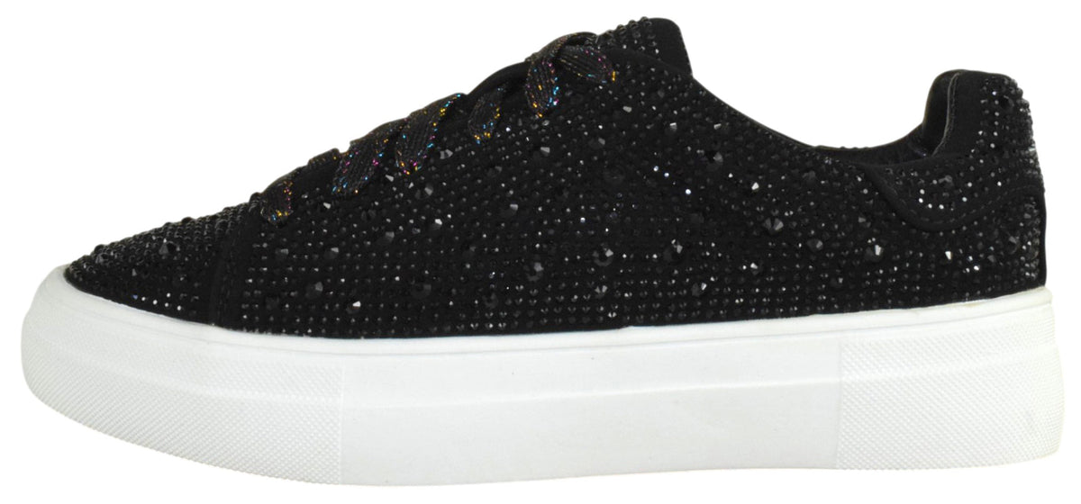 Black La Sheelah Rhinestone Platform Sneakers