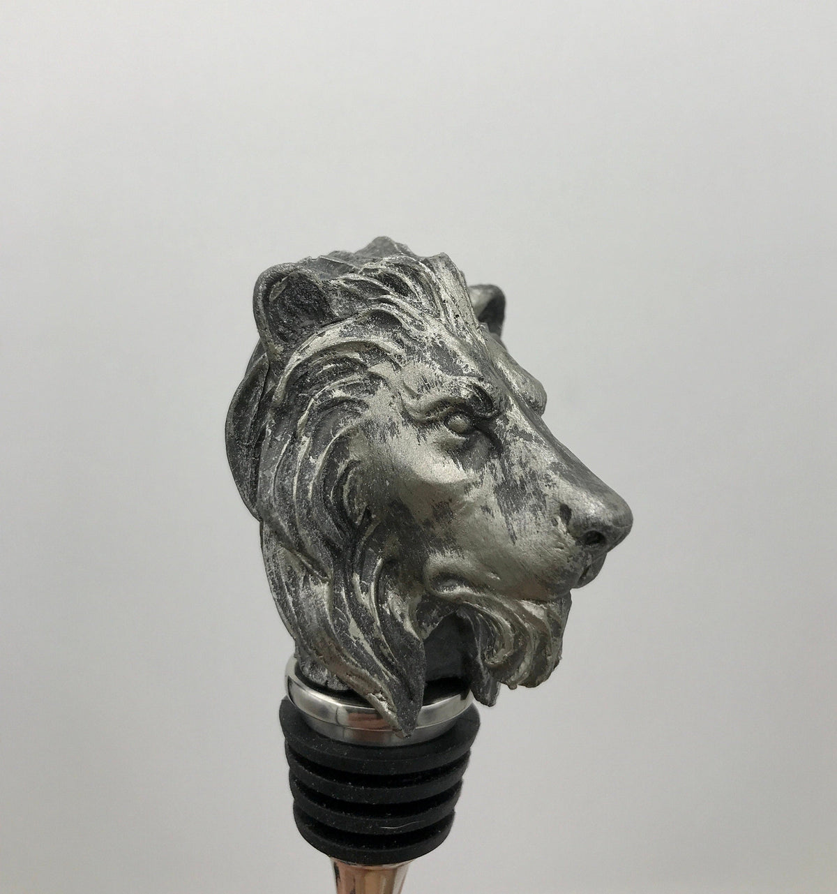 Lion Head Winestopper, Hand Sculpted Resin, Mythic Fantasy Art Barware | Gothic Lion Bottle Stopper | Fantasy Wine and Barware Gift