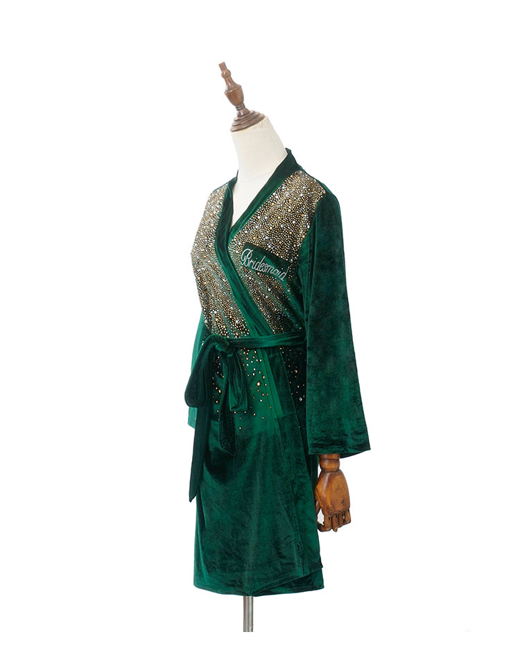 Luxurious Rhinestone Satin Custom Bridal and Bridesmaid Robe – Sparkling Elegance for Weddings