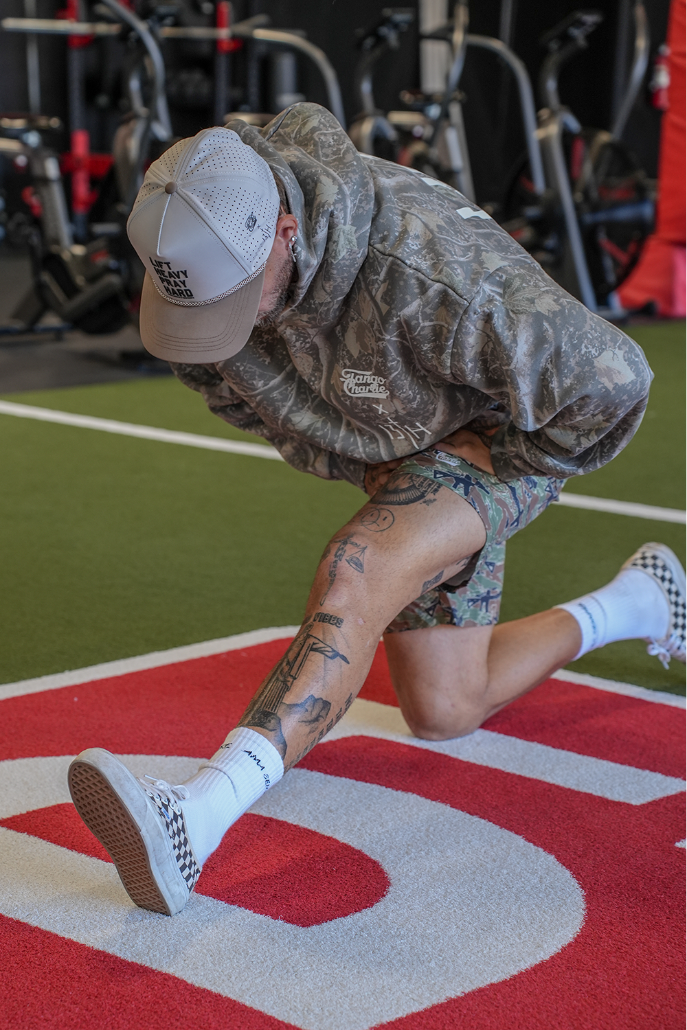 Lift Heavy. Pray Hard. - Premium Deadwood Camo Hoodie MENS UNISEX