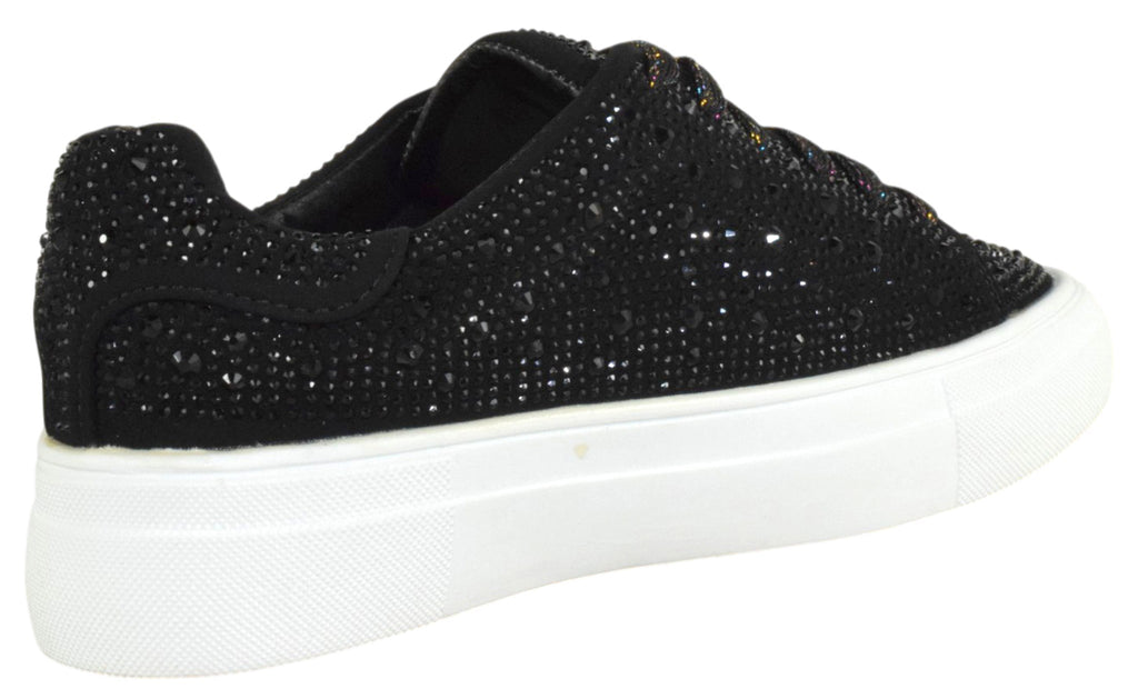 Black La Sheelah Rhinestone Platform Sneakers