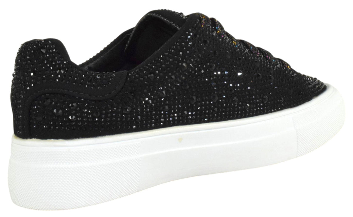 Black La Sheelah Rhinestone Platform Sneakers