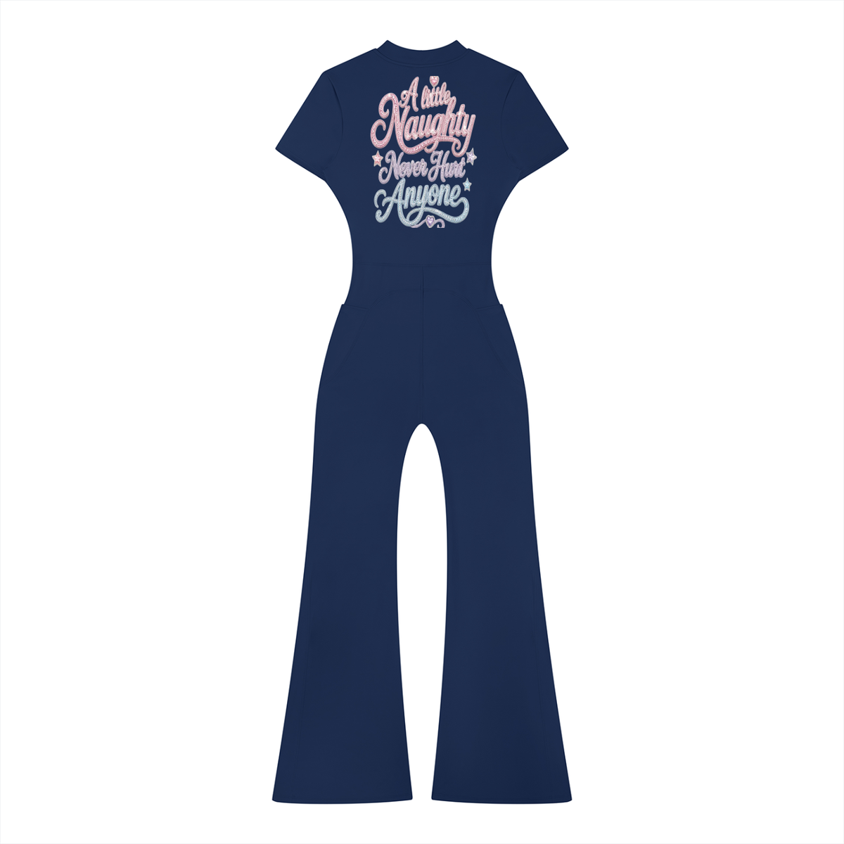 A Little Naughty Never Hurt Anyone Girl Gang Women’s Tight Flared Leg Quarter-Zip Jumpsuit