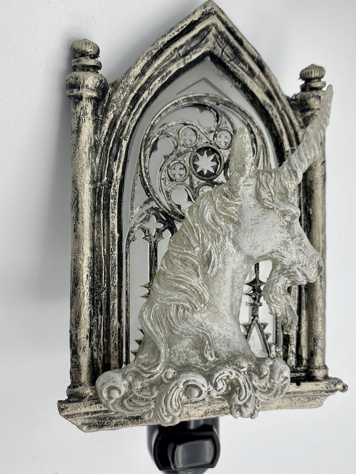 Unicorn and Gothic Cathedral Window Nightlight | Medieval Gothic Night Light |  Unicorn Lighting for Gothic Fantasy Home Decor