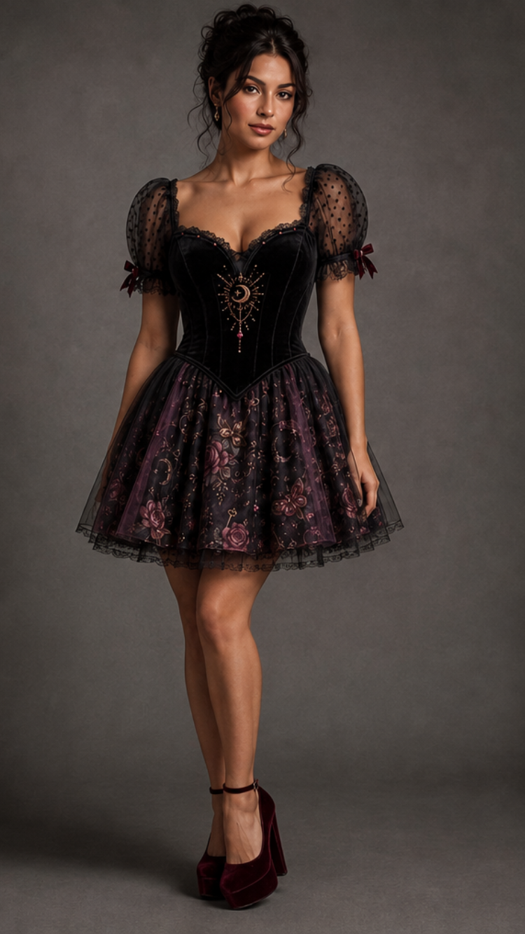 Hecate Goddess In You Crossroads Cross Over Dress with Convertible Skirt or just keep as a mini Cocktail Dress