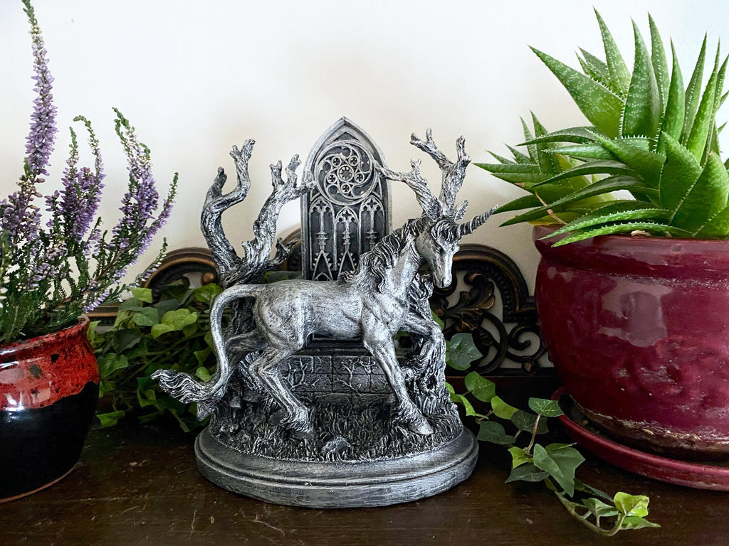 Unicorn Statue, Hand Painted Resin Sculpture | Mythical Creature Figurine | Unique Legendary Guardian Spirit Figurine. Fantasy Art Decor