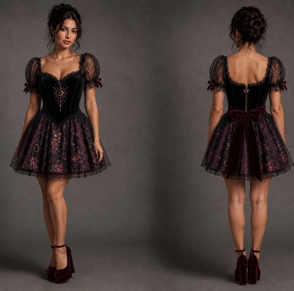 Hecate Goddess In You Crossroads Cross Over Dress with Convertible Skirt or just keep as a mini Cocktail Dress