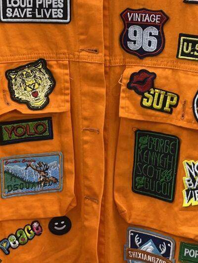 Patched Button Up Long Sleeve Denim Jacket-multiple colors