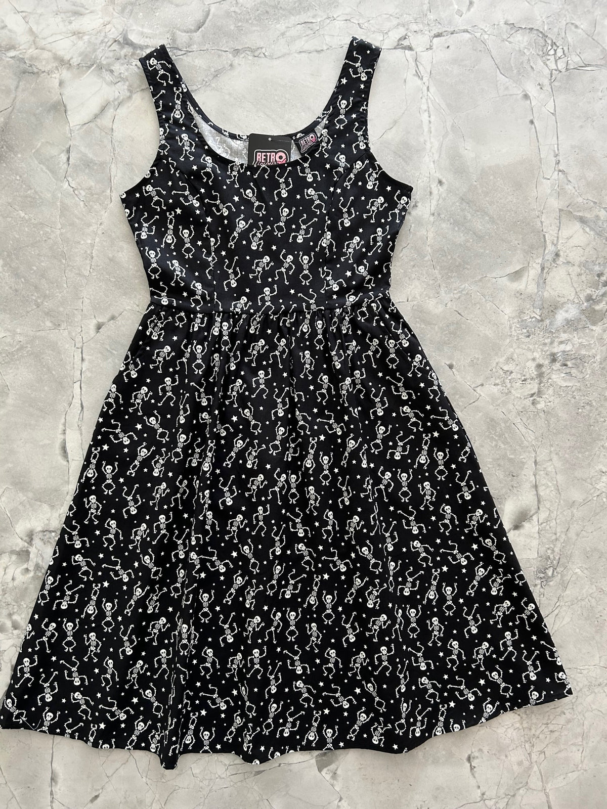 Glow in the Dark Dancing Skeletons Fit & Flare Dress - XS only