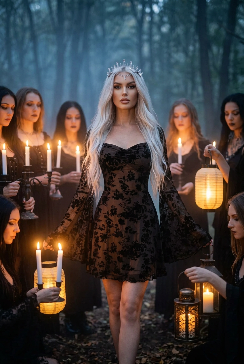 A Favorite for Unusual You!!! whimsical Witch Bell Sleeve Mini Dress