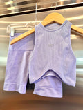 SET Active Matching Set in Lilac Purple - Sculptflex Power Angle Bra and Power Shorts in Lily