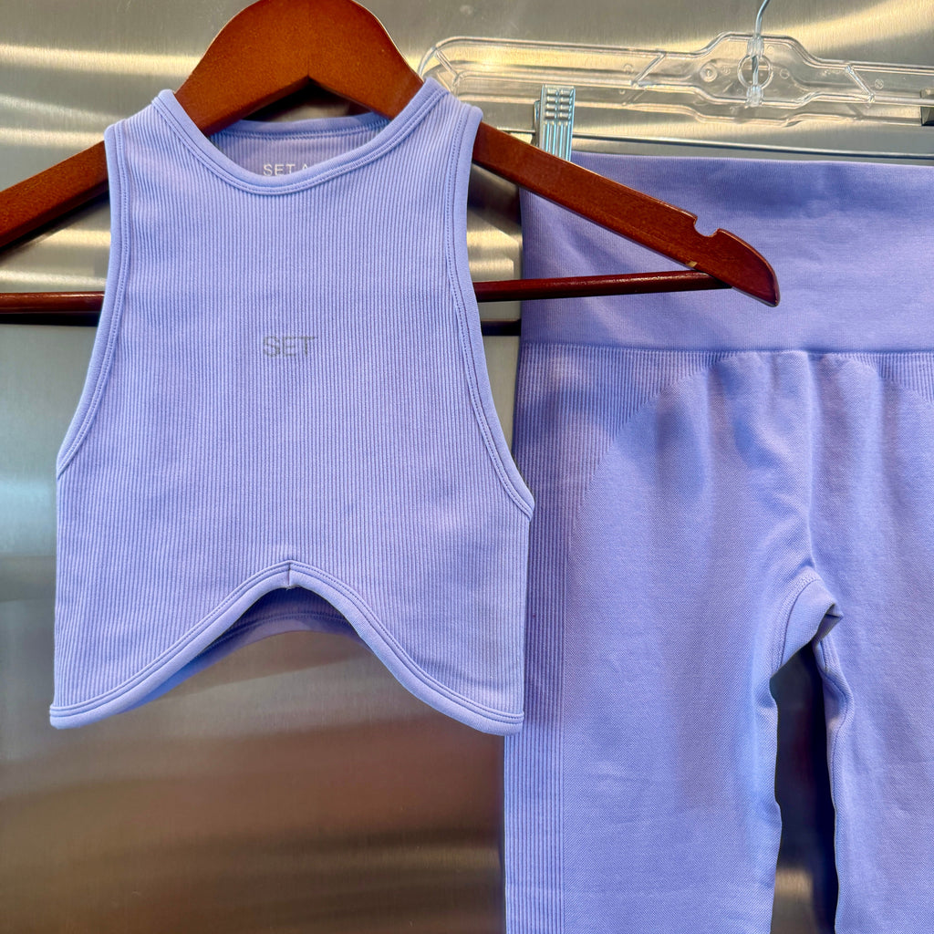 SET Active Matching Set in Lilac Purple - Sculptflex Power Angle Bra and Power Leggings in Lily