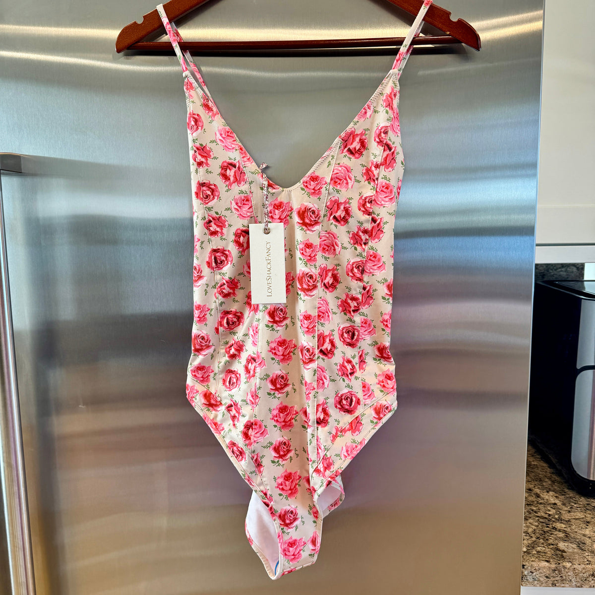 LoveShackFancy Shailee One Piece Swimsuit Bathing suit Rose floral swimwear