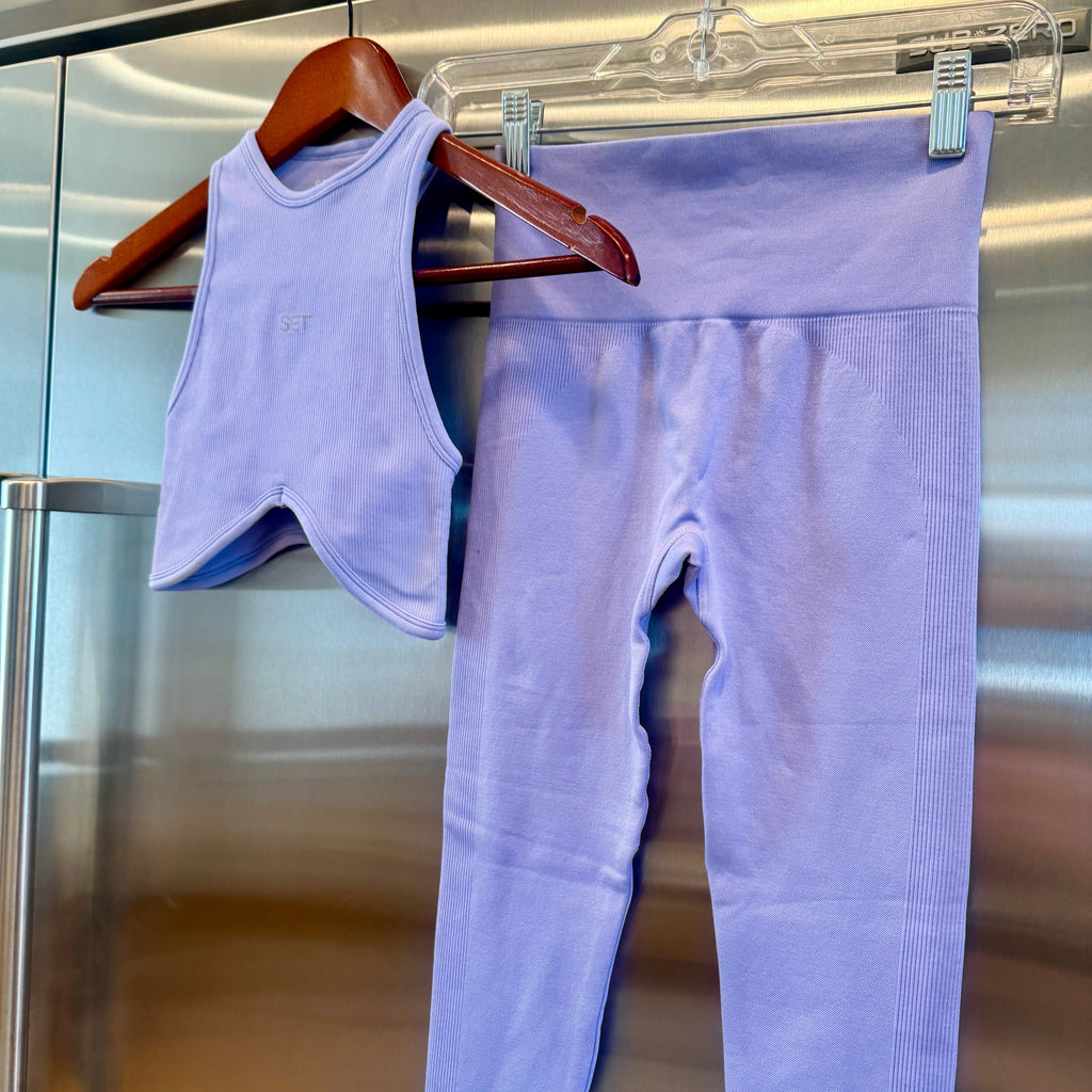 SET Active Matching Set in Lilac Purple - Sculptflex Power Angle Bra and Power Leggings in Lily