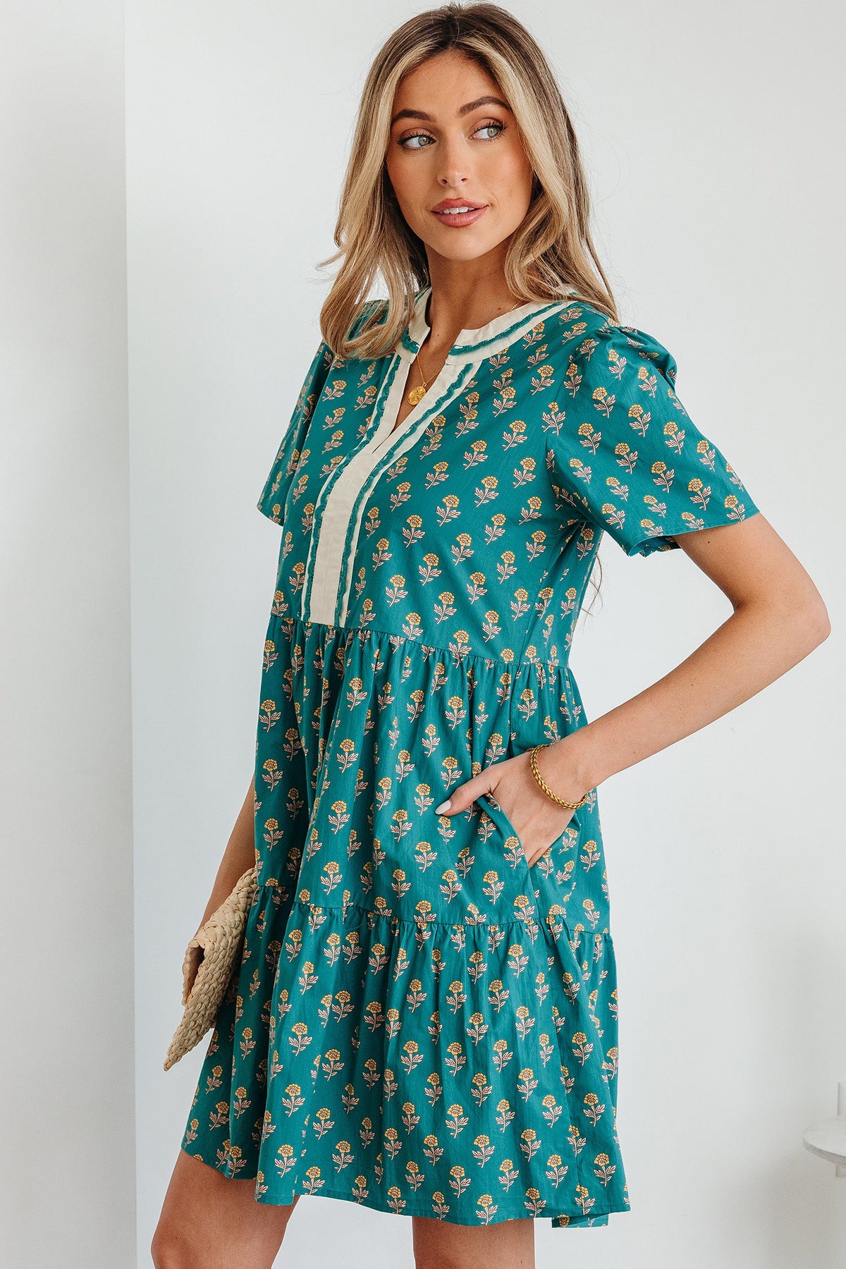 Clover Short Sleeve Floral Dress