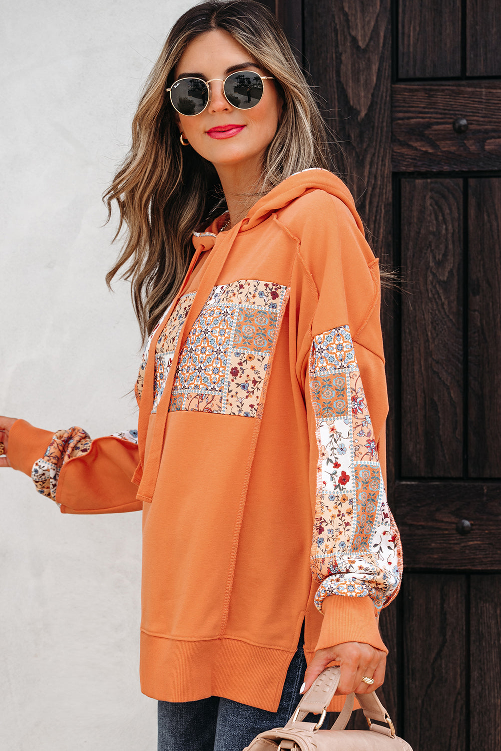 Myrassa Side Slit Drawstring Hoodie