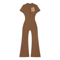 A Little Naughty Never Hurt Anyone Girl Gang Women’s Tight Flared Leg Quarter-Zip Jumpsuit