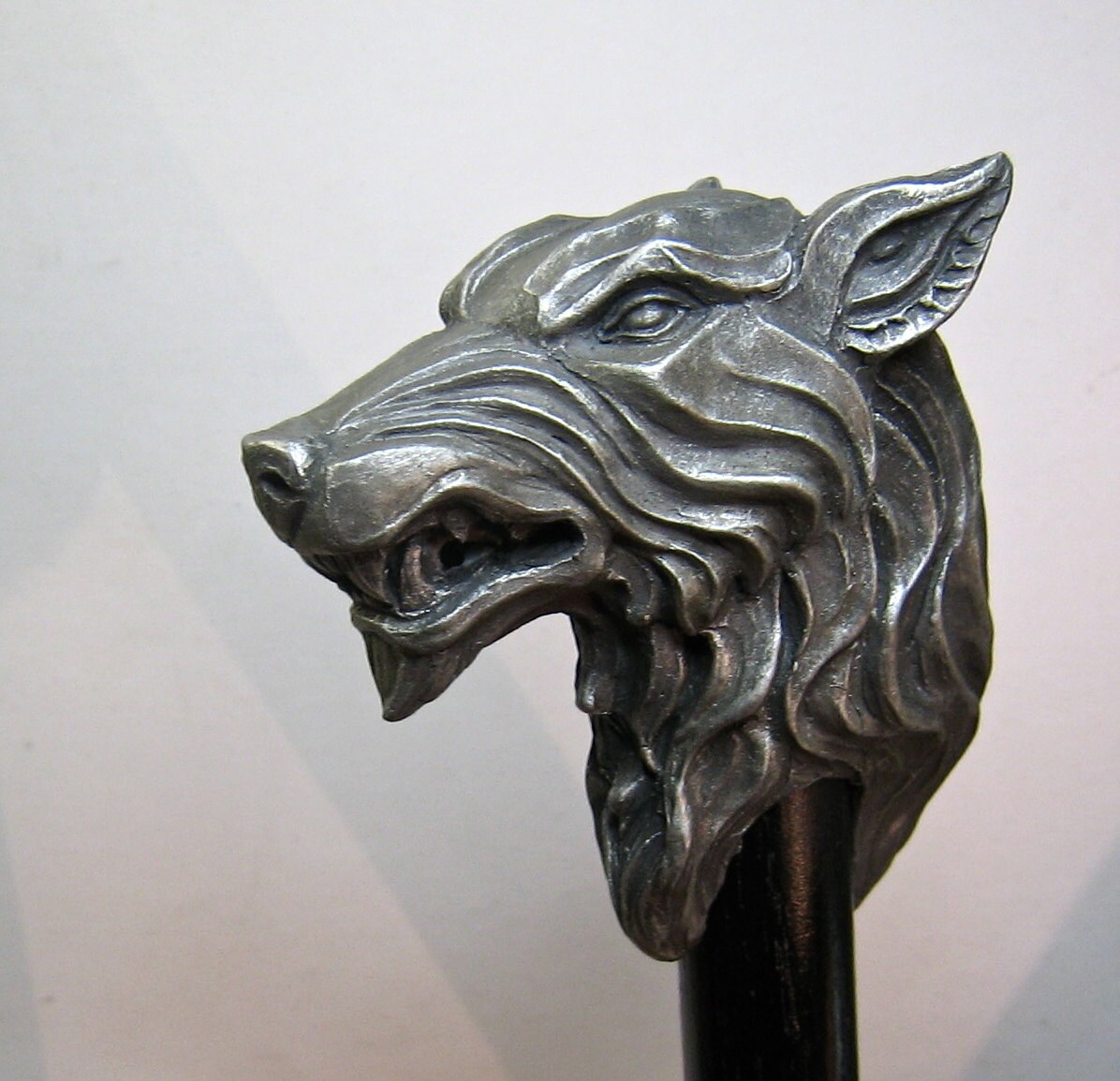 Wolf Head Cane, Hand Sculpted Walking Stick | Medieval Gothic Cane | Fantasy Cosplay Direwolf Cane, Gothic Accessory