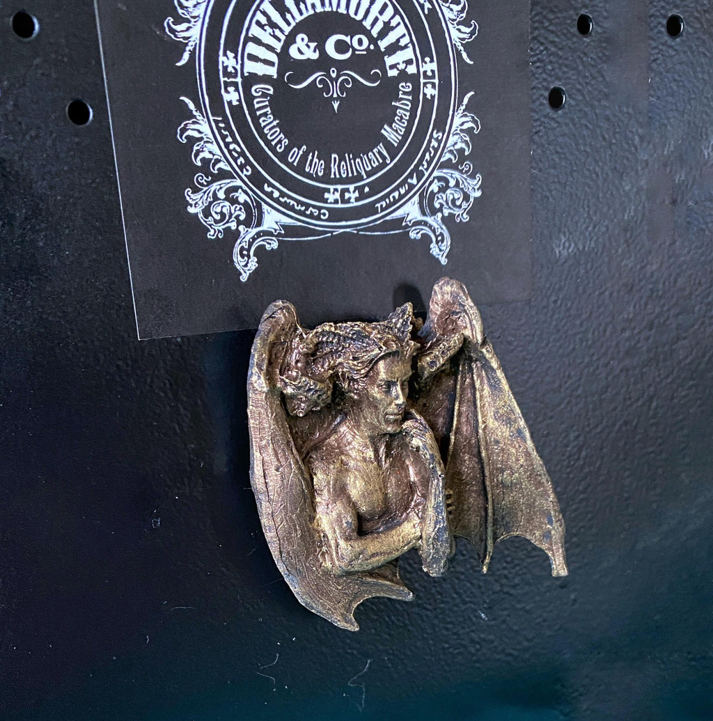 Lucifer Magnet, Hand Painted Resin Sculpture | Mythic Fantasy Decor | Lucifer Devil Demon Magnet for Fantasy and Gothic Decor