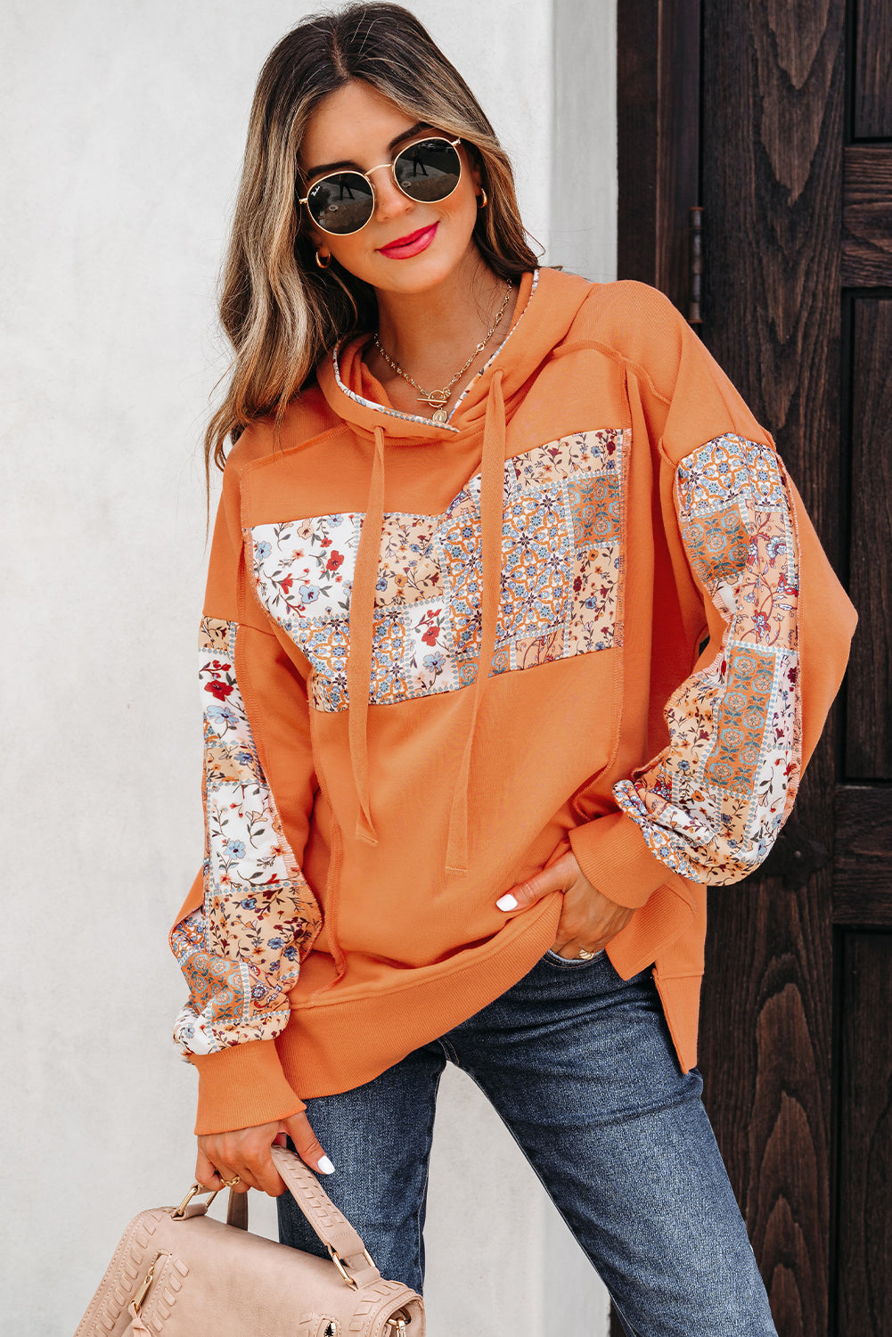 Myrassa Side Slit Drawstring Hoodie
