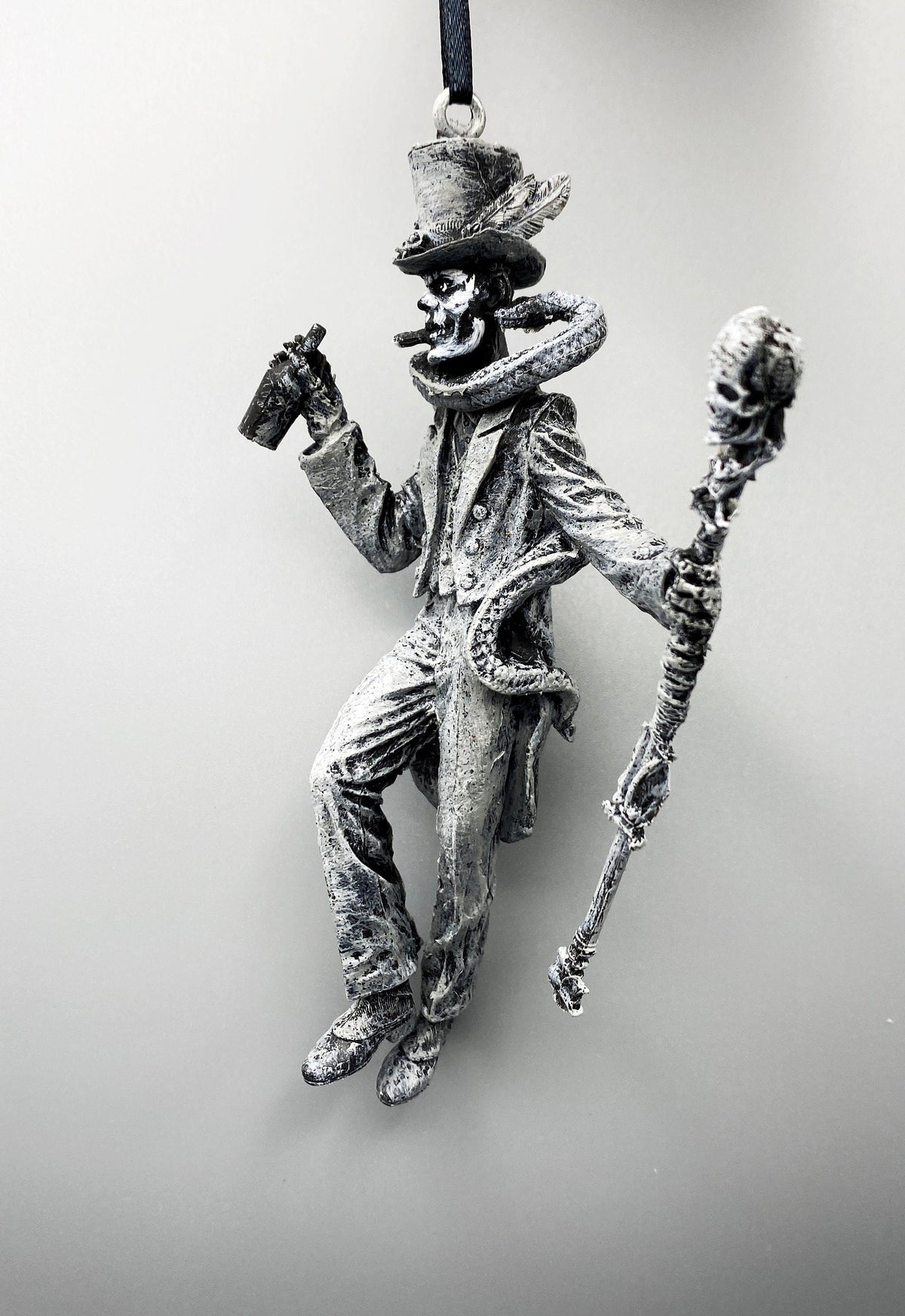 Baron Samedi, Voodoo Loa of Death Ornament, Hand Painted Resin | Legendary Voodoo Figurine | Gothic Ornament for Witchy Holiday Decor