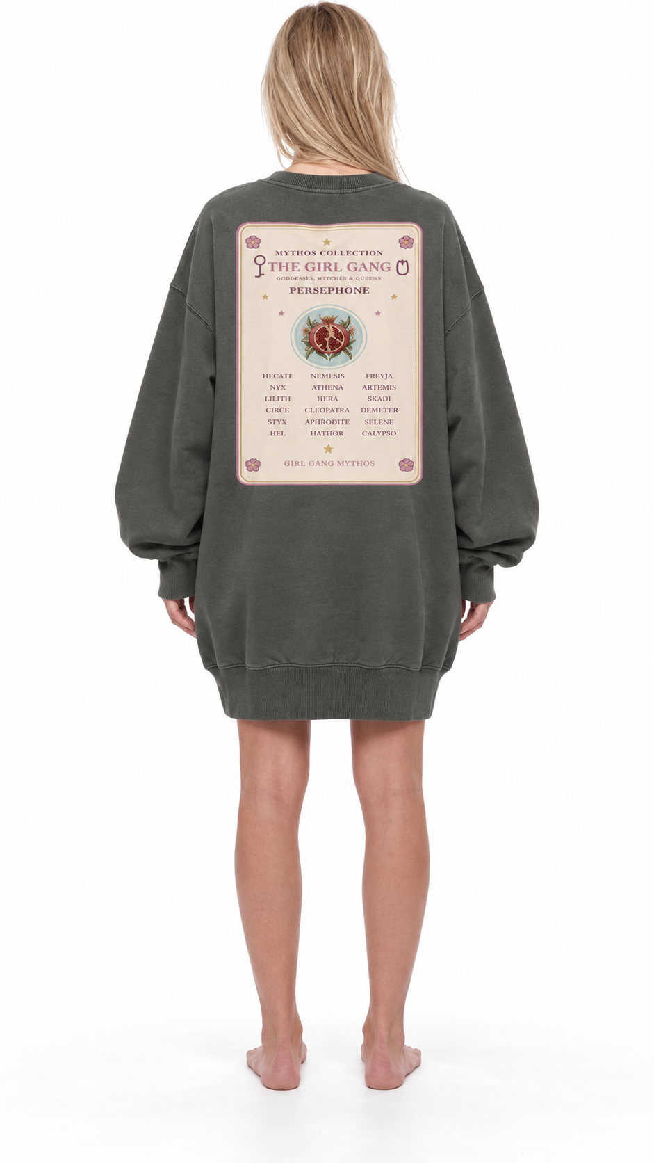 Girl Gang The Goddess In You Mythos Collection Women's Vintage Wash Pullover Dress oversized Tshirt Sweater Dress
