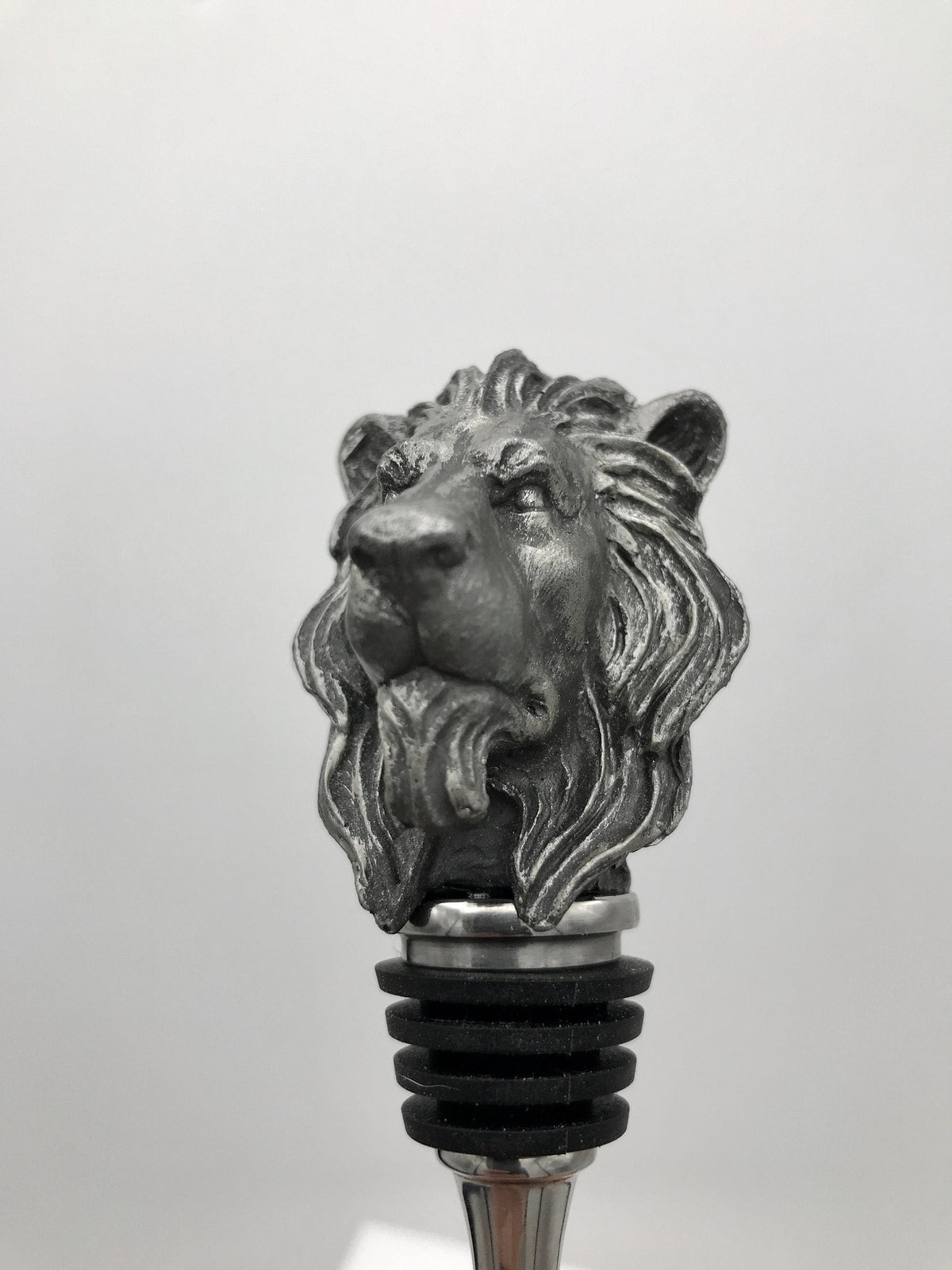 Lion Head Winestopper, Hand Sculpted Resin, Mythic Fantasy Art Barware | Gothic Lion Bottle Stopper | Fantasy Wine and Barware Gift