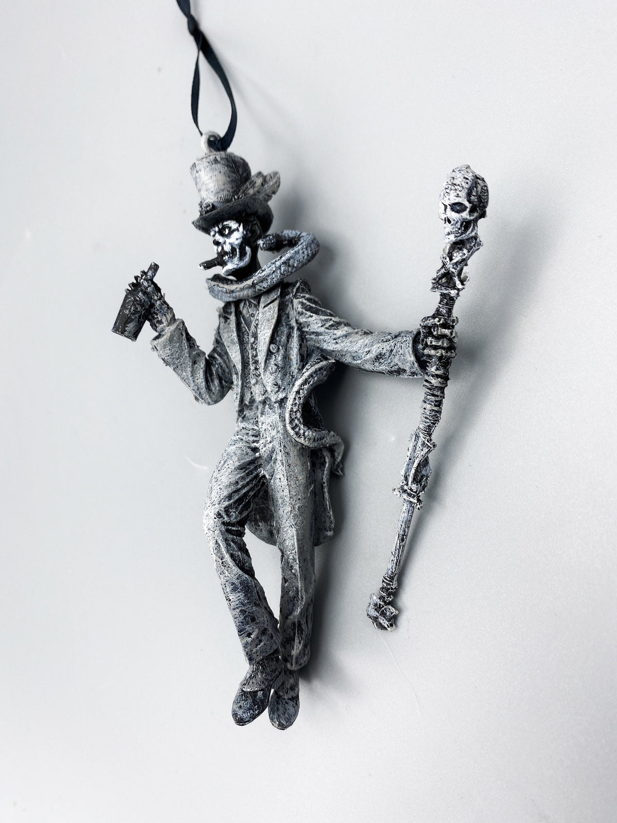 Baron Samedi, Voodoo Loa of Death Ornament, Hand Painted Resin | Legendary Voodoo Figurine | Gothic Ornament for Witchy Holiday Decor