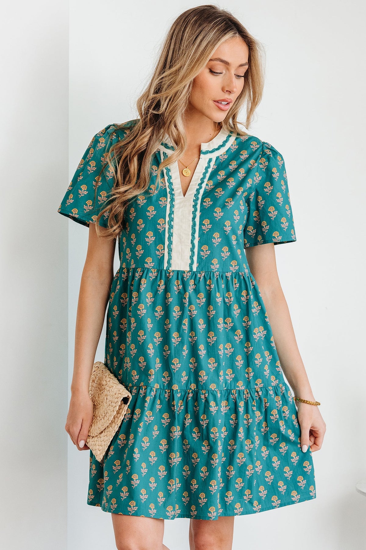 Clover Short Sleeve Floral Dress