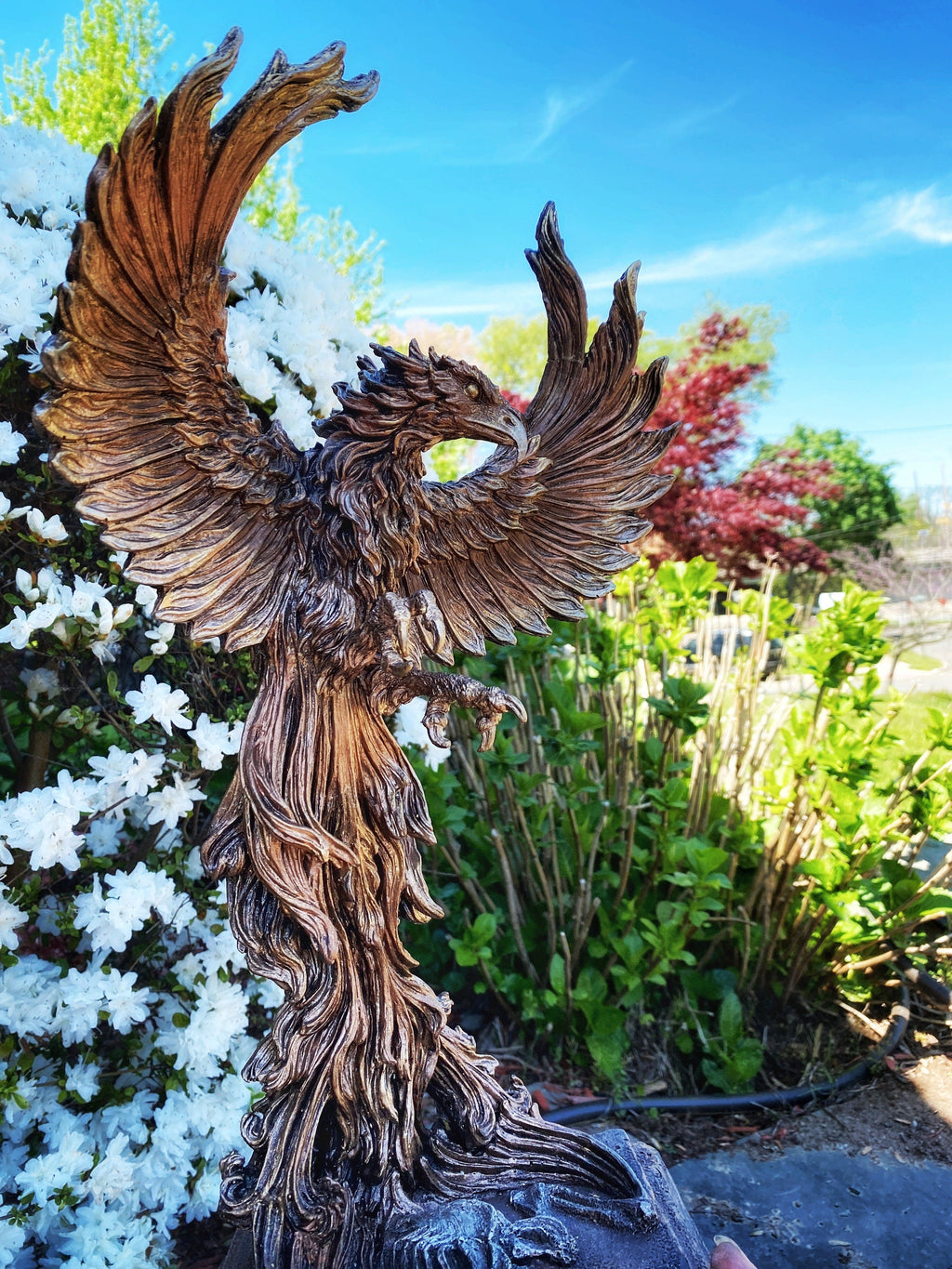 Phoenix Rising Statue, Large Version | Mythical Creature Figurine | Unique Legendary Flaming Phoenix Figurine. Fantasy Art Decor Gift