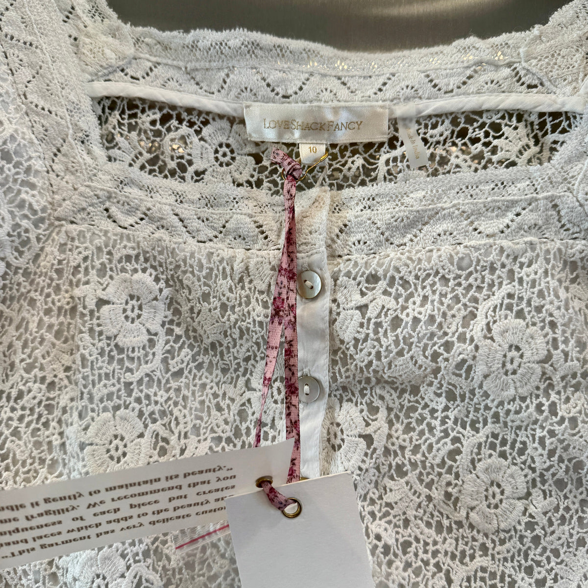 LoveShackFancy Carmeline Cropped Top in True white floral lace brand new