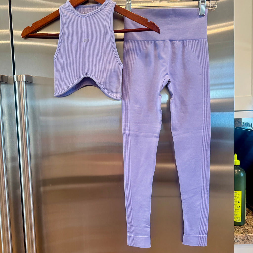 SET Active Matching Set in Lilac Purple - Sculptflex Power Angle Bra and Power Leggings in Lily
