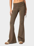 Drawstring Ruched Flare Pants for Women in Multiple Sizes