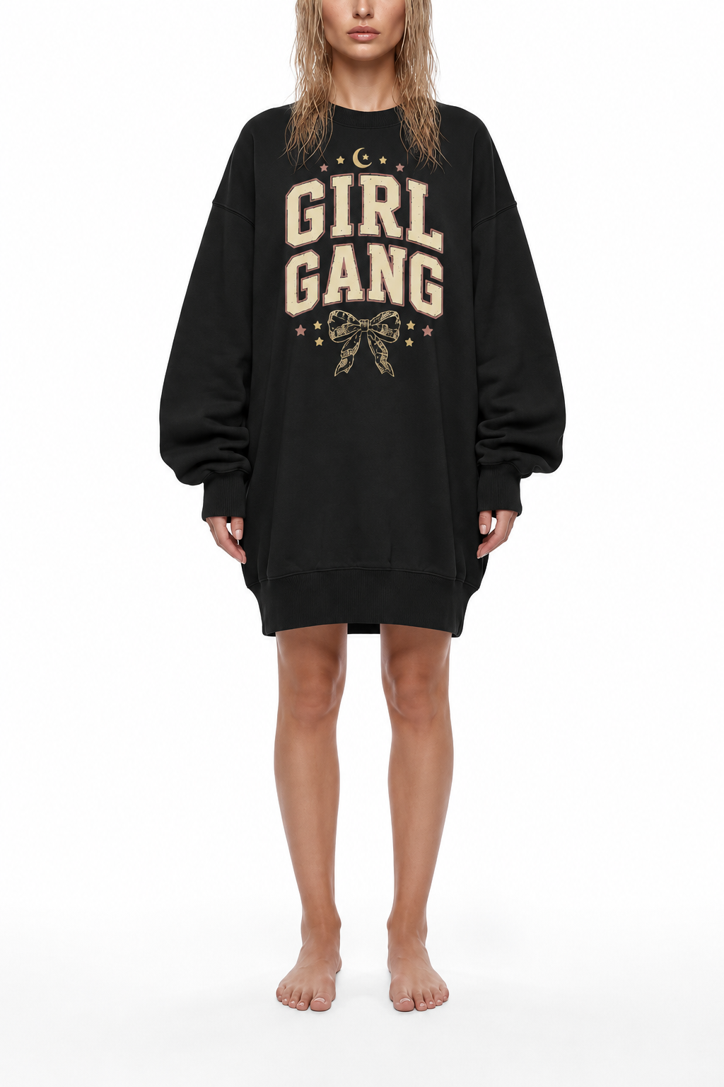 Girl Gang The Goddess In You Mythos Collection Women's Vintage Wash Pullover Dress oversized Tshirt Sweater Dress