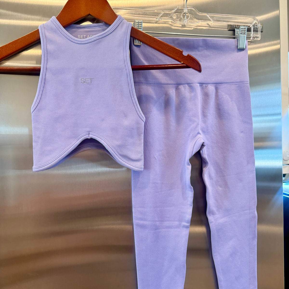 SET Active Matching Set in Lilac Purple - Sculptflex Power Angle Bra and Power Leggings in Lily