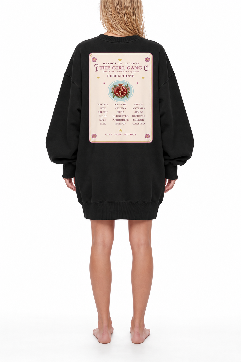 Girl Gang The Goddess In You Mythos Collection Women's Vintage Wash Pullover Dress oversized Tshirt Sweater Dress