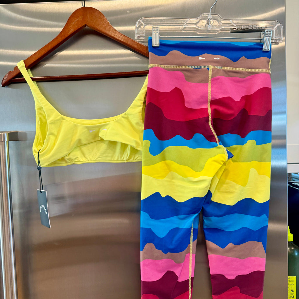 The Upside SET Astro Rory Bra and Printed Leggings in Multicolor / Citrus
