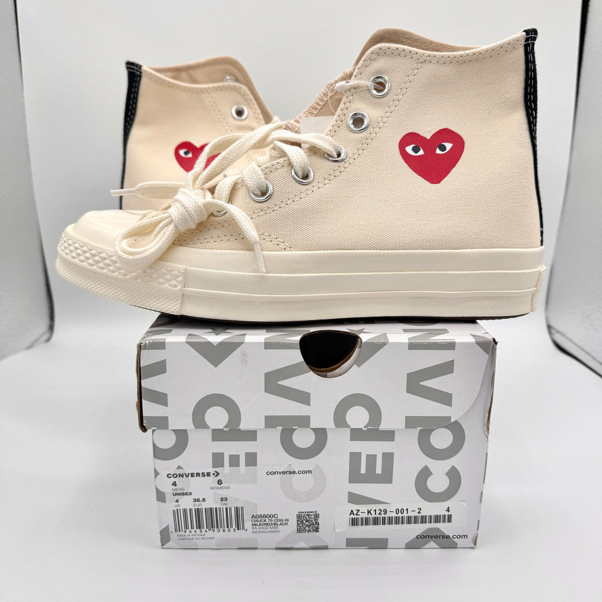 Commes Des Garçons CDG Play Converse High Top Chuck 70 Heart Sneaker