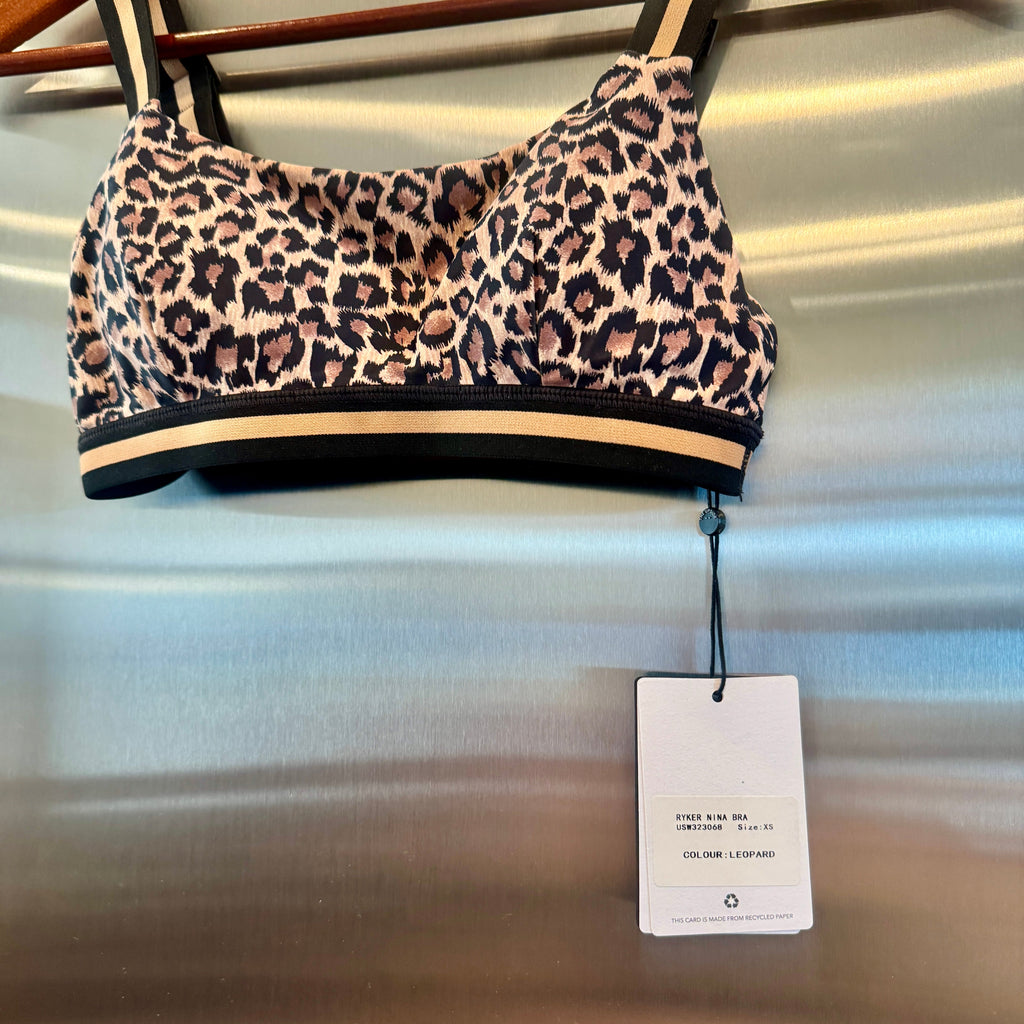The Upside Ryker Nina Bra in Cheetah Leopard Brown Black